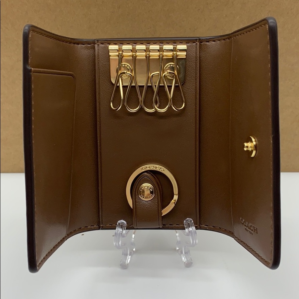 COACH Five Ring Key Case In Signature Canvas - Picture 8 of 16